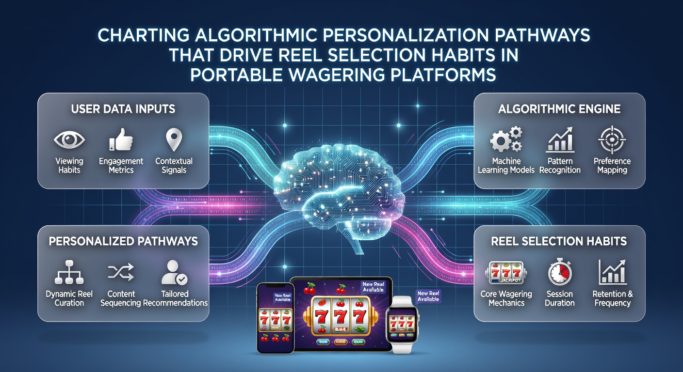 Illustration of mobile wagering app interface showing personalized slot reel recommendations based on user data patterns