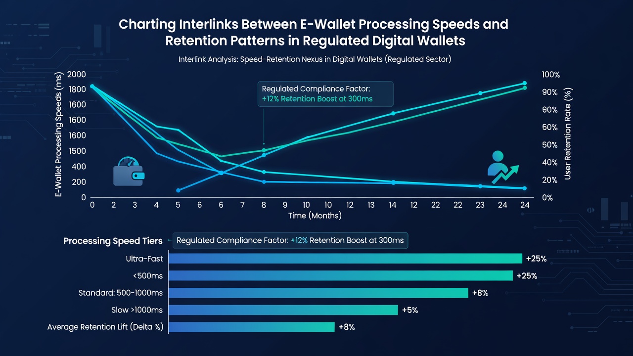 Graph illustrating correlation between transaction processing times and player retention rates in wagering networks
