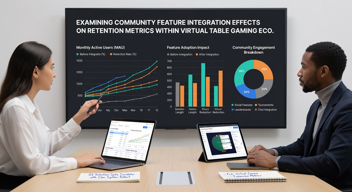 Analytics dashboard displaying retention metrics influenced by community integrations in virtual table gaming platforms