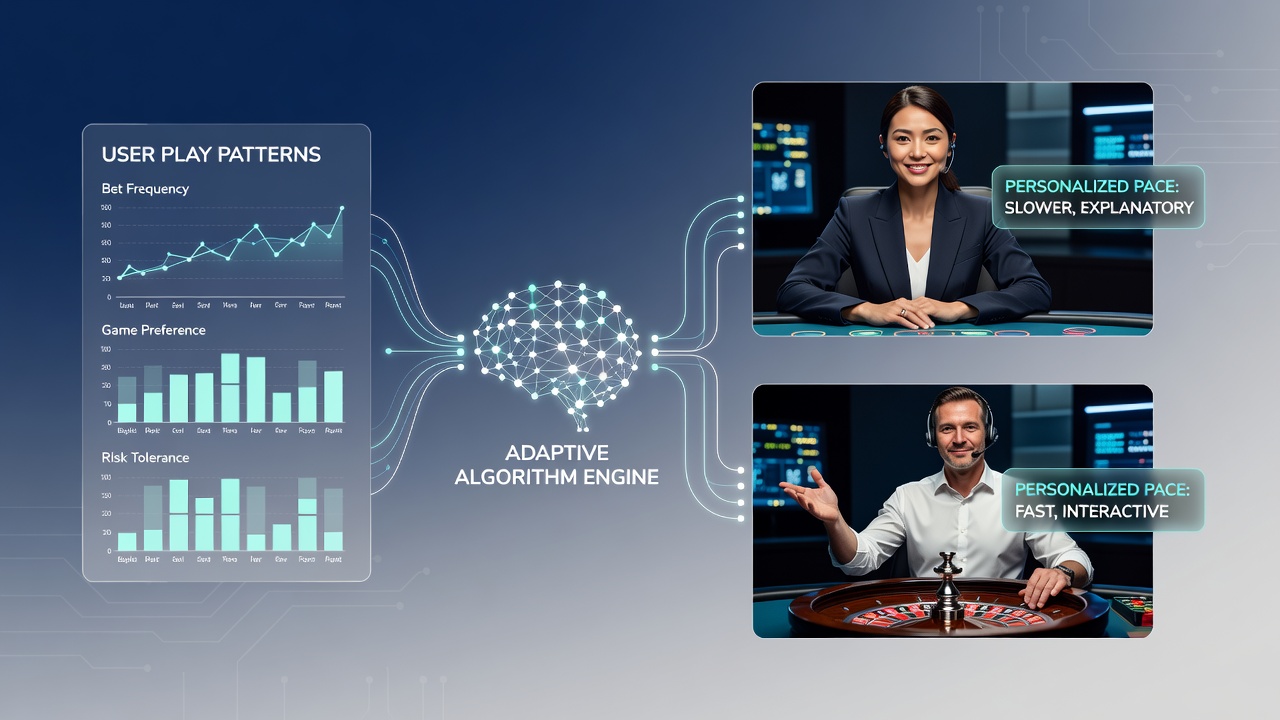 Live dealer table with algorithmic overlays in a mobile casino application