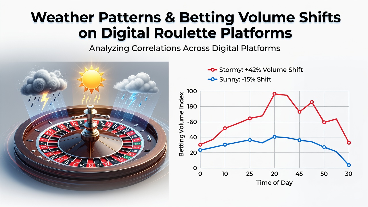 Roulette wheel interface on a mobile device with stormy weather visible through a window in the background