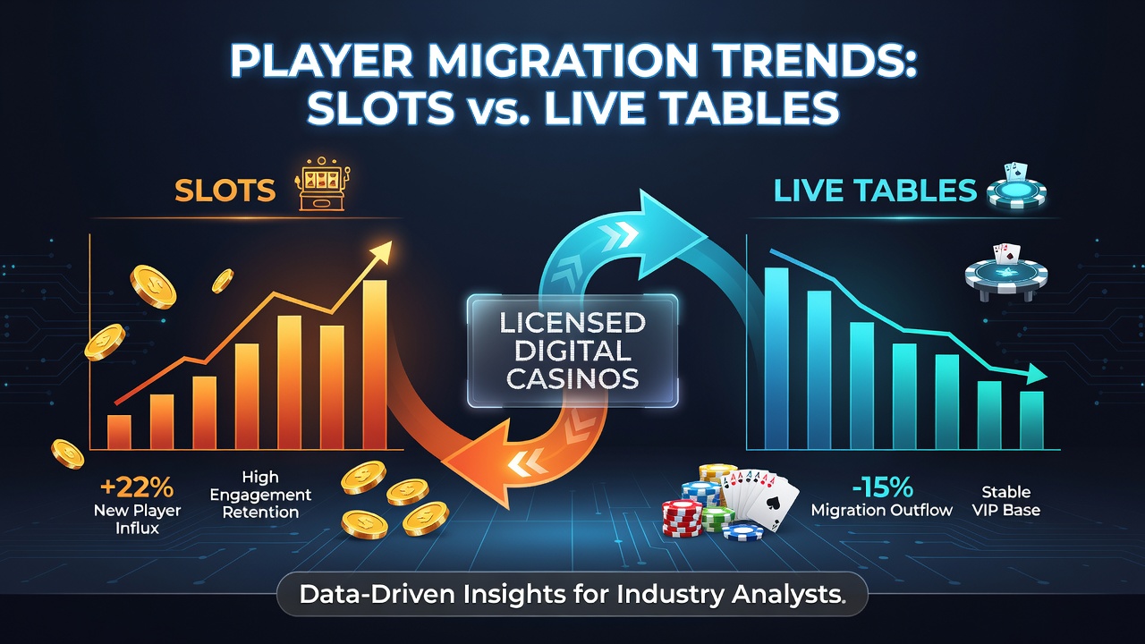 Infographic showing player migration patterns from slots to live tables in digital casinos during 2026