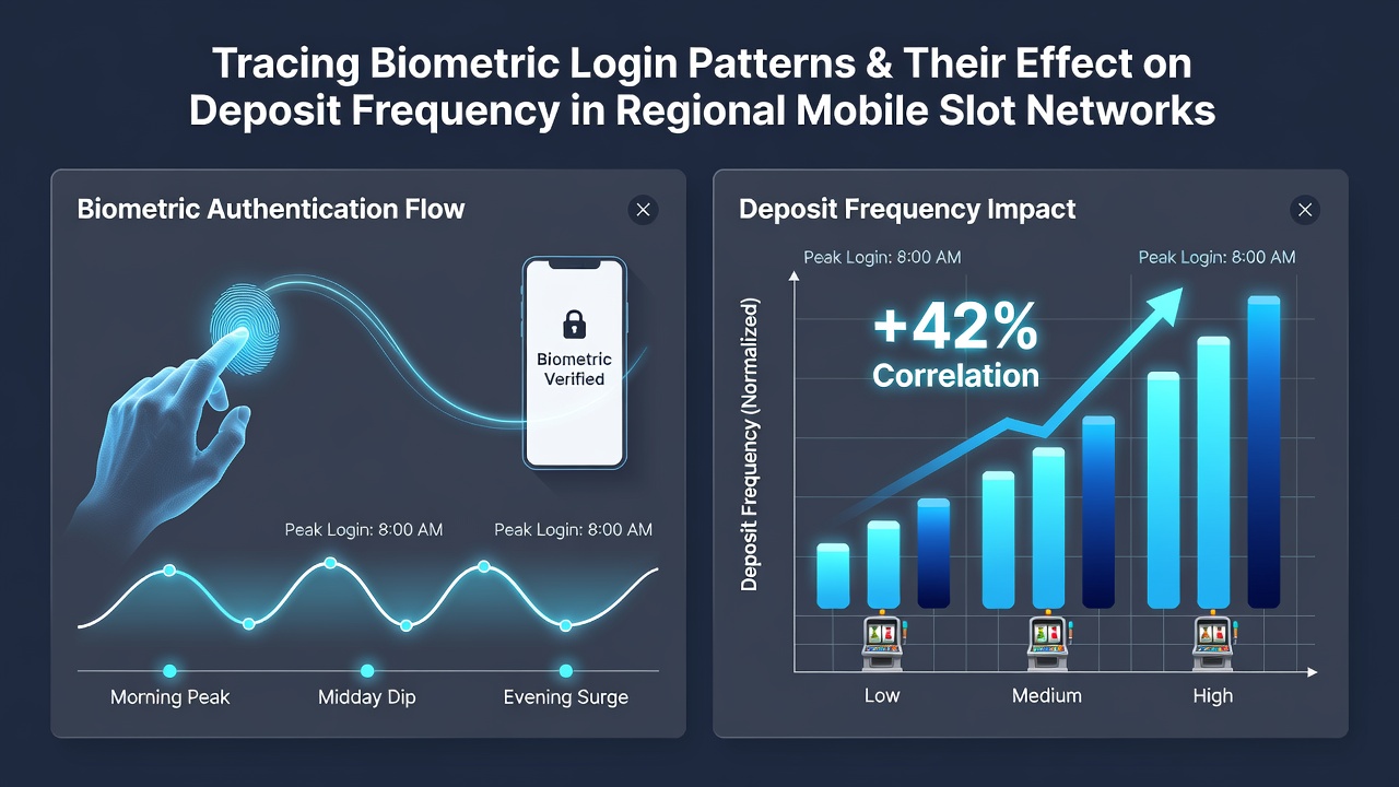 Data visualization of mobile slot deposit patterns linked to biometric authentication across regional networks