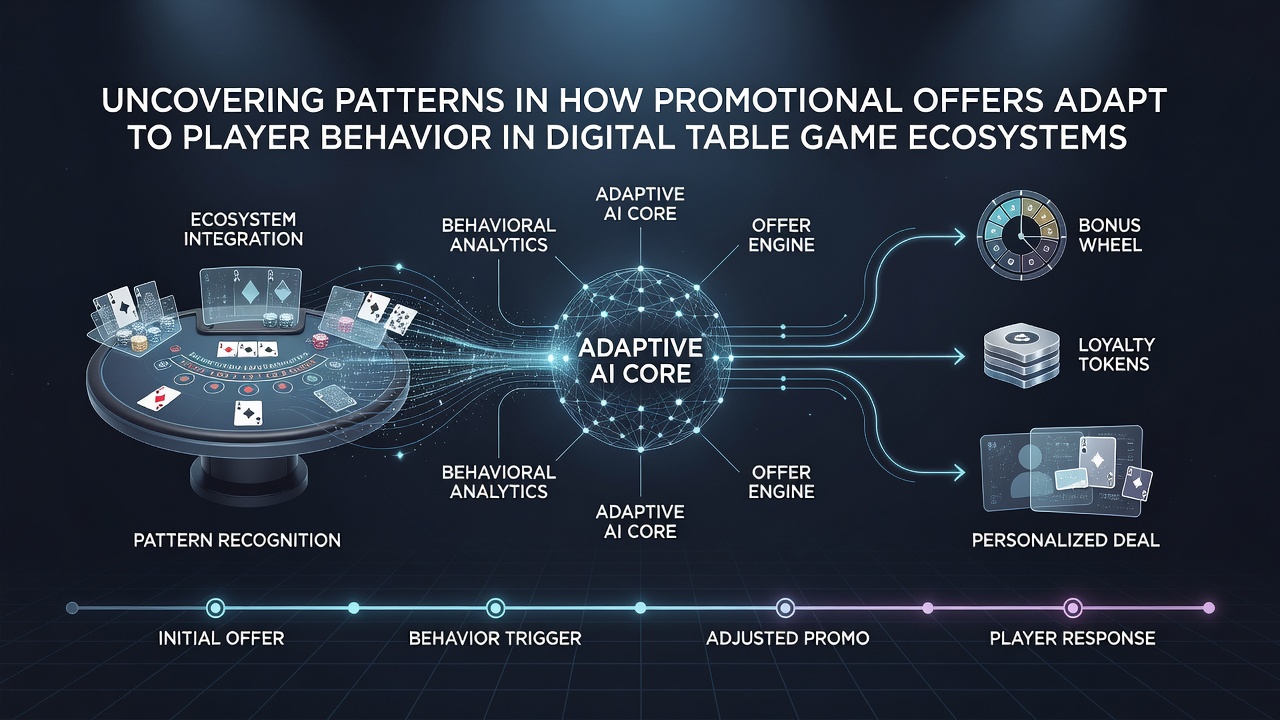 Analytics visualization of player behavior patterns and evolving promotional structures in table game apps