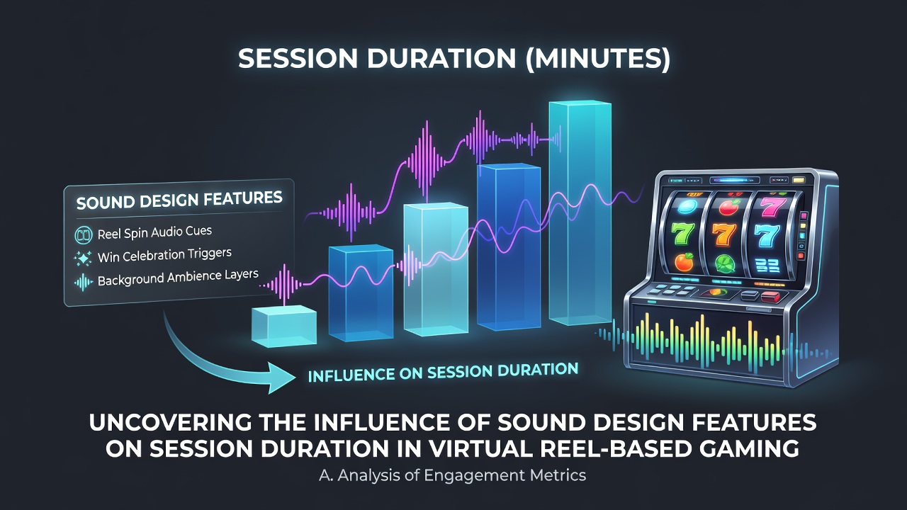 Analysis dashboard displaying session duration metrics alongside sound feature toggles in reel gaming applications